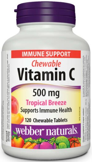 Vitamín C 500 mg cmúľajúci, tropický vánok Webber Naturals | výživový doplnok | vitamín