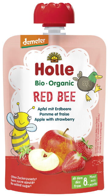 Holle Detské Bio pyré (kapsička) jablko a jahoda od 8 mesiaca