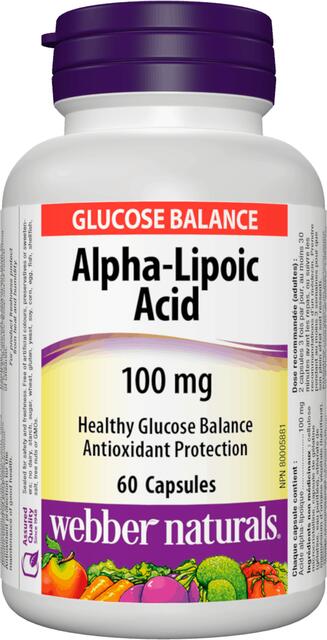 Alfa-lipoová-kyselina 100 mg (ALA) Webber Naturals | výživový doplnok | vitamín