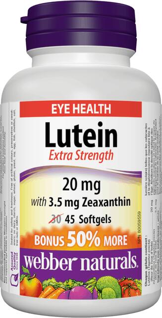 Luteín 20 mg, Zeaxantín 3.5 mg FORTE Webber Naturals | výživový doplnok | vitamín
