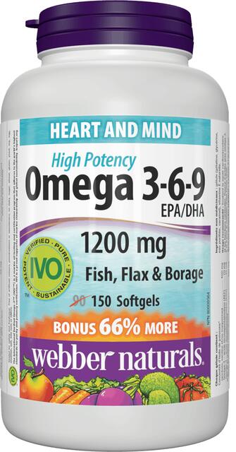 Omega 3-6-9 vysoká účinnosť 1200 mg Bonus Webber Naturals | výživový doplnok | vitamín