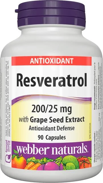 Resveratrol s extraktom z hroznových semien 200/25 mg Webber Naturals | výživový doplnok | vitamín