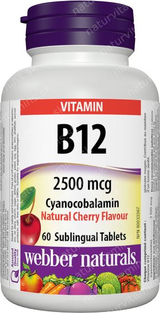 Vitamín B12 2500 mcg (Cyanokobalamín) Webber Naturals | výživový doplnok | vitamín
