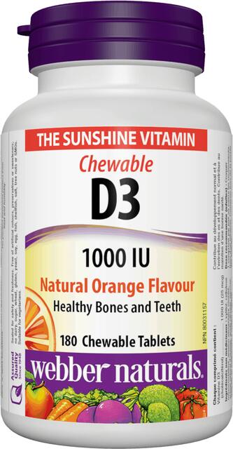 Vitamín D3 1000 IU cmúľací Webber Naturals | výživový doplnok | vitamín