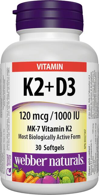 Vitamín K2 (MK-7) + D3 Webber Naturals | výživový doplnok | vitamín